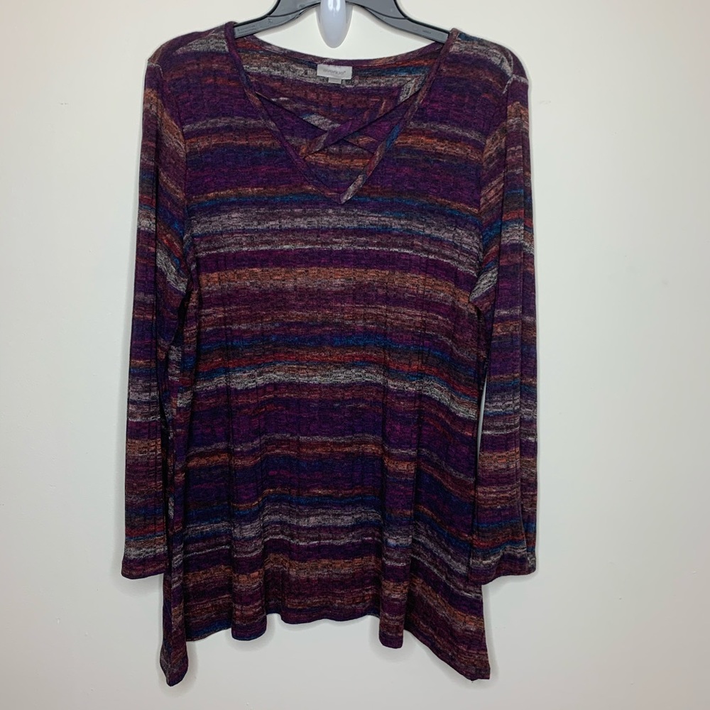 Avenue striped cage neck sweater